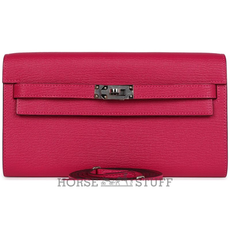 Hermès Kelly To Go Wallet Rose Pourpre Chèvre PHW