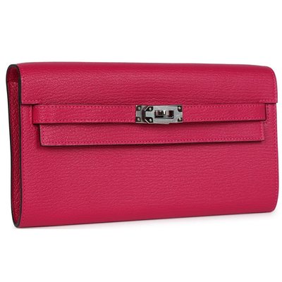 Hermès Kelly To Go Wallet Rose Pourpre Chèvre PHW