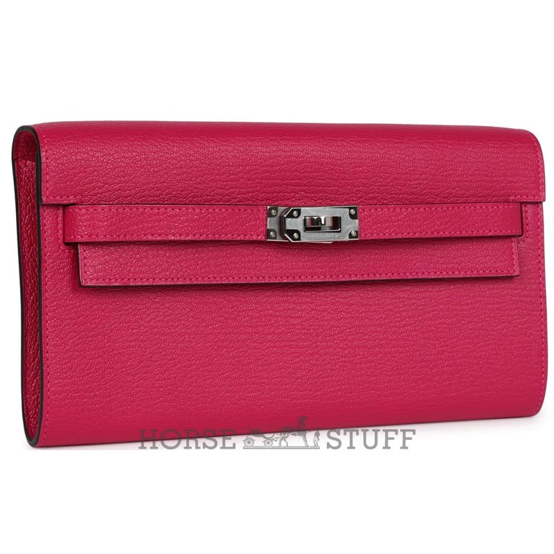 Hermès Kelly To Go Wallet Rose Pourpre Chèvre PHW