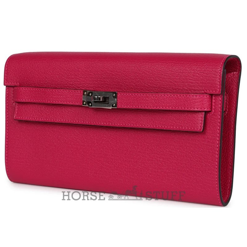 Hermès Kelly To Go Wallet Rose Pourpre Chèvre PHW
