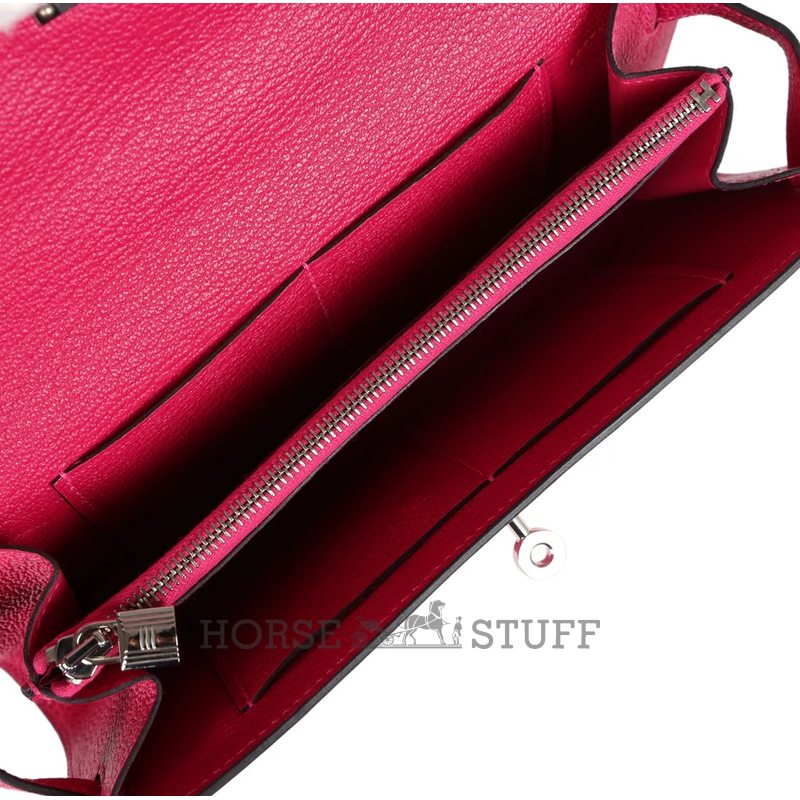 Hermès Kelly To Go Wallet Rose Pourpre Chèvre PHW