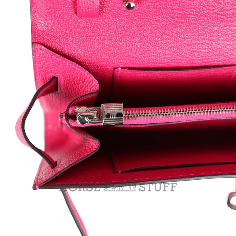 Hermès Kelly To Go Wallet Rose Pourpre Chèvre PHW
