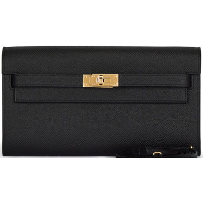 Hermès Kelly To Go Wallet Black Epsom GHW