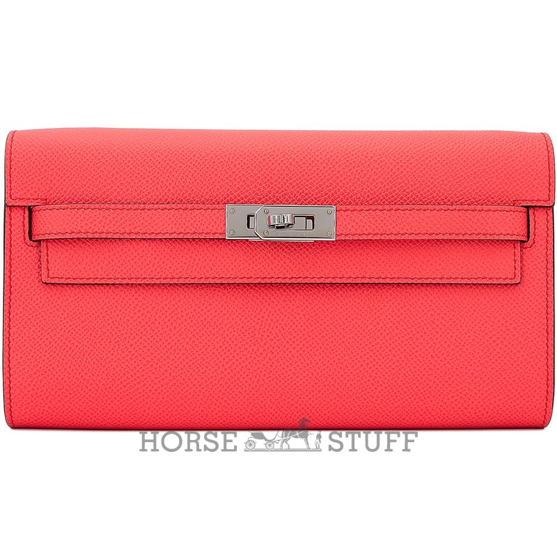 Hermès Kelly To Go Wallet Rose Texas Epsom PHW