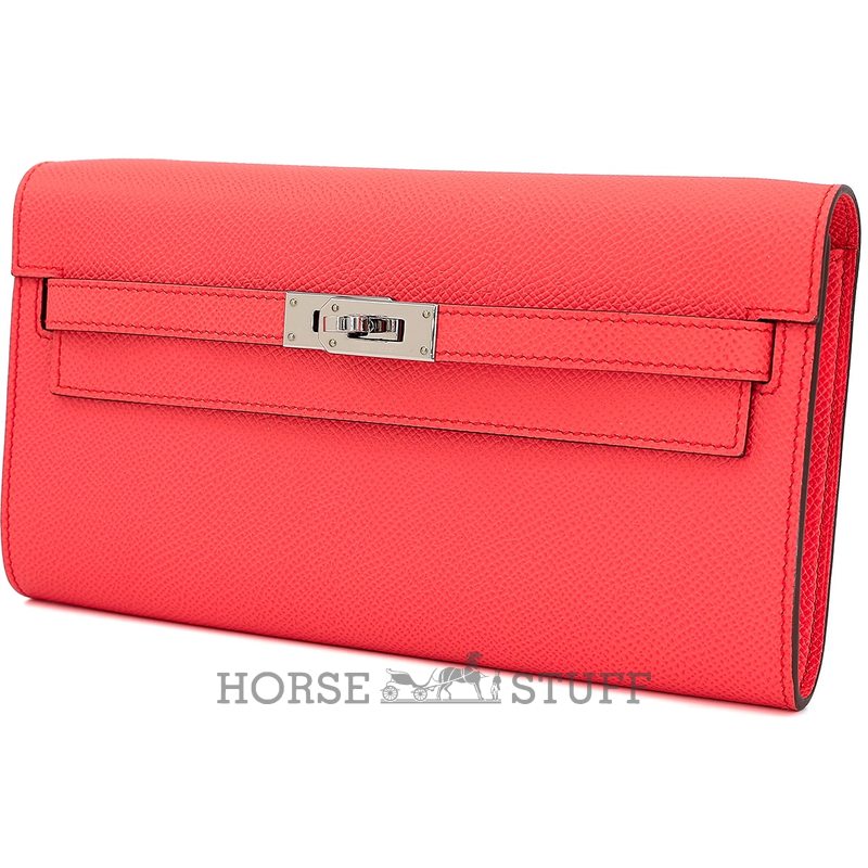 Hermès Kelly To Go Wallet Rose Texas Epsom PHW