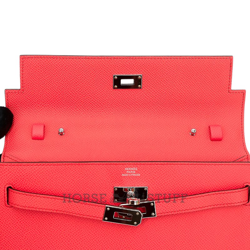 Hermès Kelly To Go Wallet Rose Texas Epsom PHW