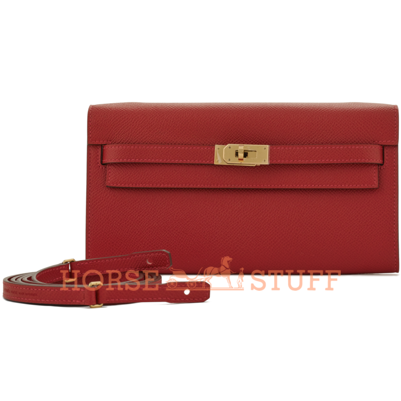 Hermès Kelly To Go Wallet Rouge Casaque Epsom GHW