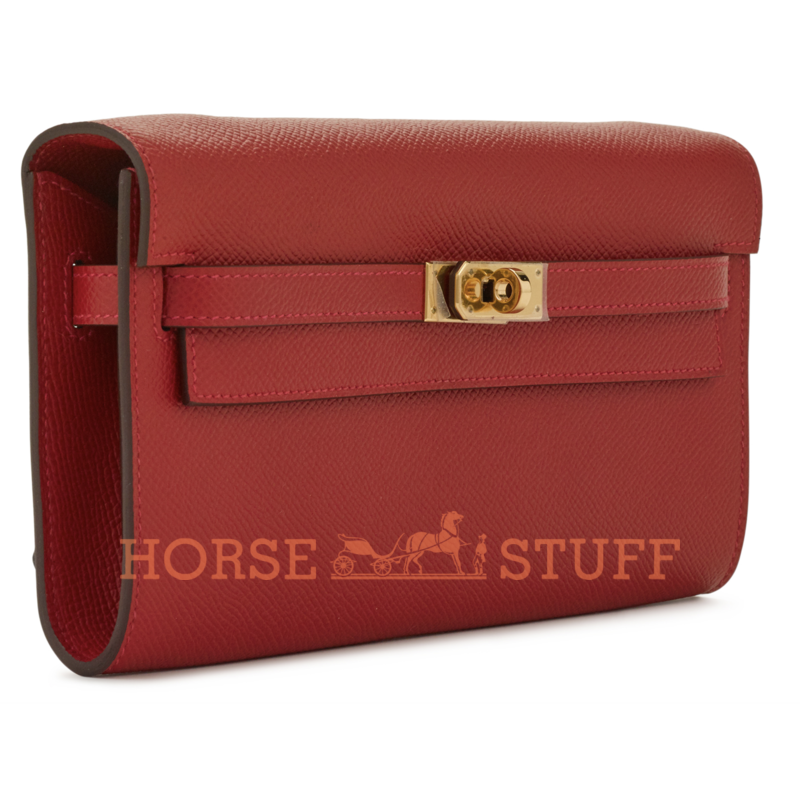 Hermès Kelly To Go Wallet Rouge Casaque Epsom GHW