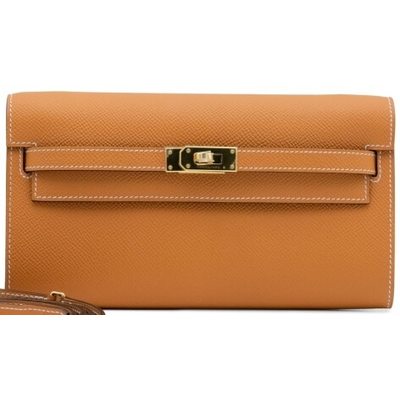 Hermès Kelly To Go Wallet Toffee Epsom GHW