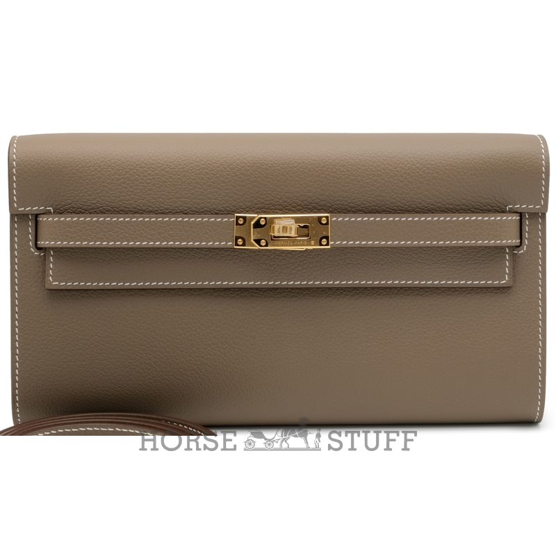 Hermès Kelly To Go Wallet Etoupe Evercolor GHW