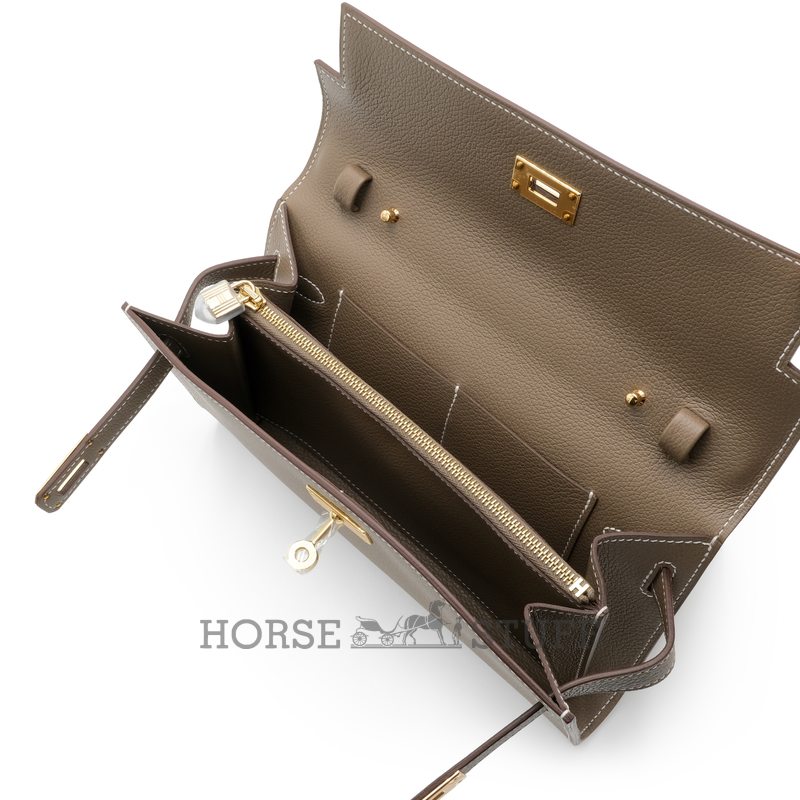 Hermès Kelly To Go Wallet Etoupe Evercolor GHW