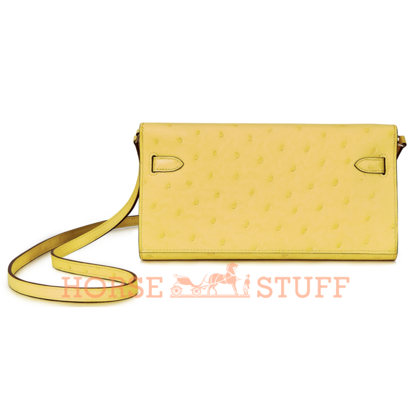 Hermès Kelly To Go Wallet Jaune Citron Ostrich RGHW