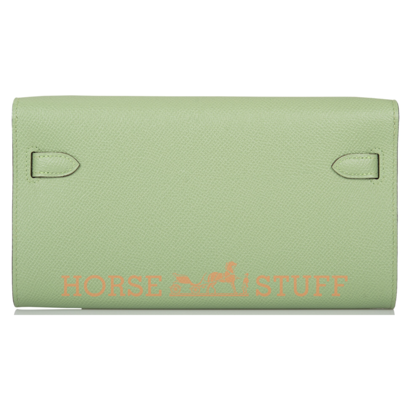 Hermès Kelly To Go Wallet Verso Vert Criquet / Blue Brume Epsom PHW