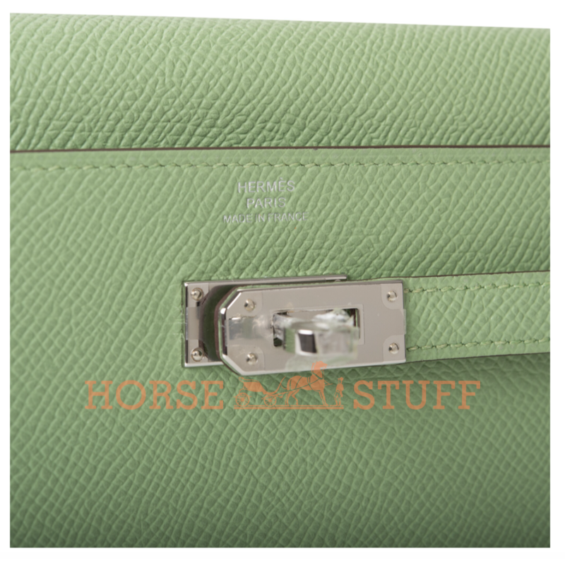 Hermès Kelly To Go Wallet Verso Vert Criquet / Blue Brume Epsom PHW