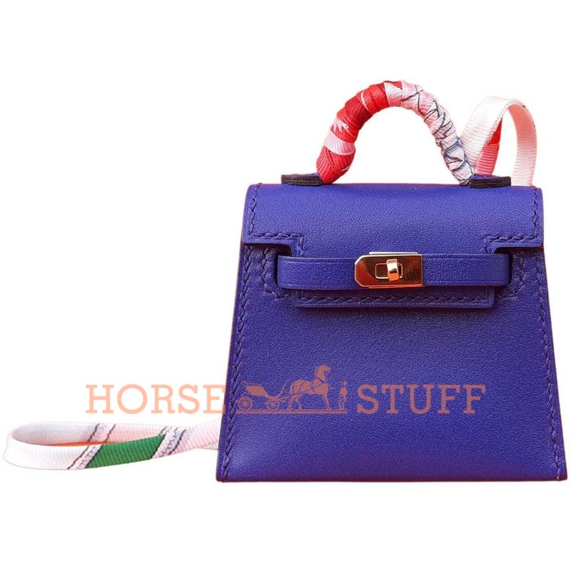 Брелок для сумки Hermès Kelly Twilly Blue Electrique GHW