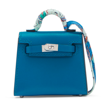 Брелок для сумки Hermès Kelly Twilly Blue Izmir Tadelakt PHW