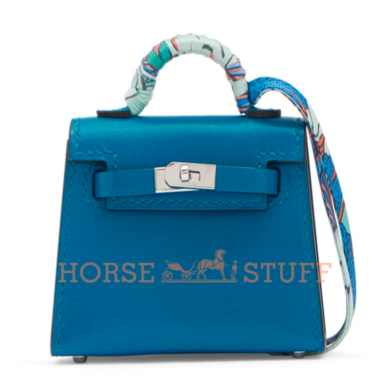 Брелок для сумки Hermès Kelly Twilly Blue Izmir Tadelakt PHW