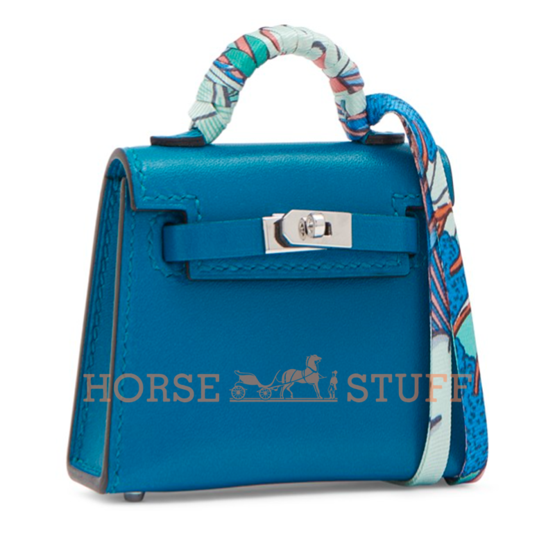 Брелок для сумки Hermès Kelly Twilly Blue Izmir Tadelakt PHW