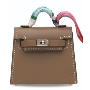 Брелок для сумки Hermès Kelly Twilly Etoupe PHW