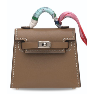 Брелок для сумки Hermès Kelly Twilly Etoupe PHW