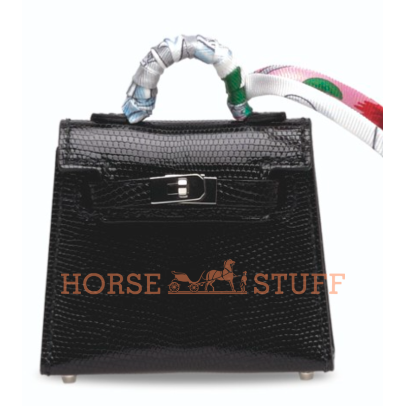 Брелок для сумки Hermès Kelly Twilly Black Lizard PHW