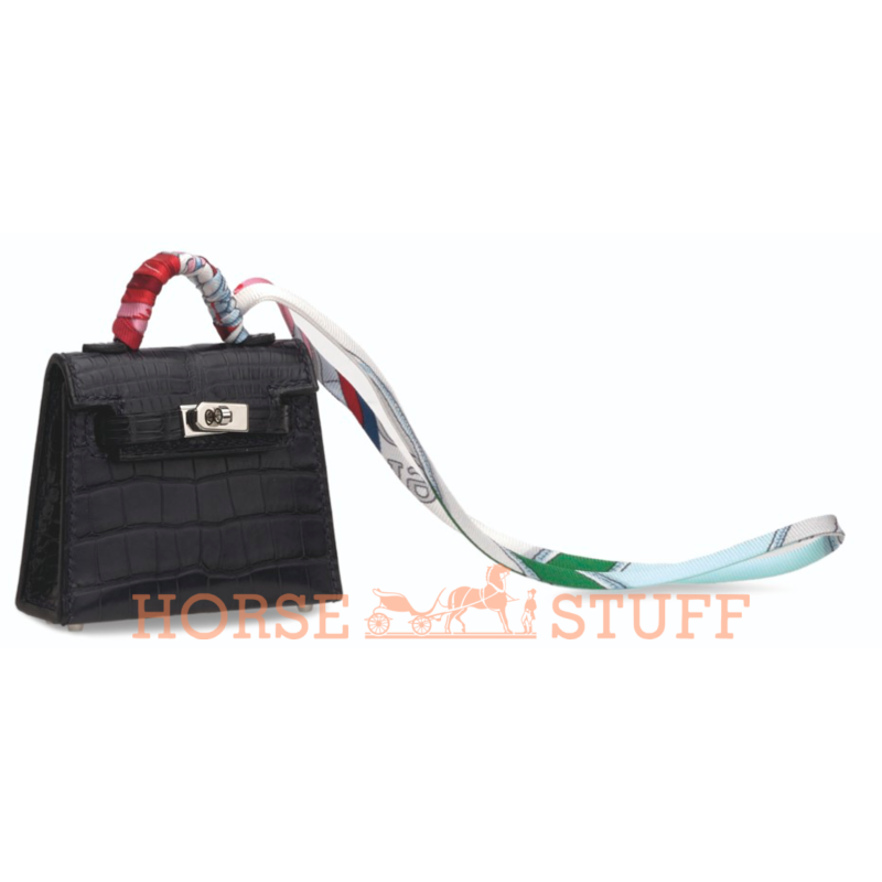 Брелок для сумки Hermès Kelly Twilly Black Crocodile Niloticus PHW