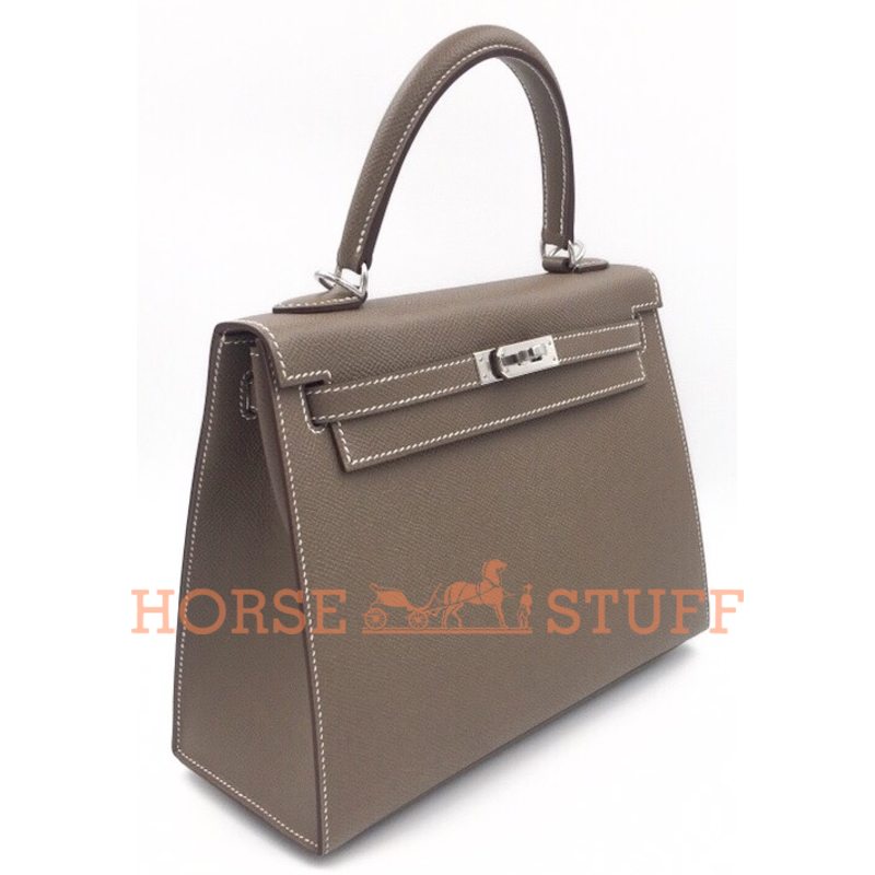 Hermès Kelly Sellier 25 Etoupe Epsom PHW