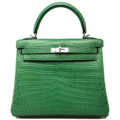 Hermès Kelly Retourne 25 Cactus Matte Crocodile Niloticus PHW