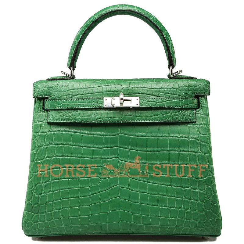 Hermès Kelly Retourne 25 Cactus Matte Crocodile Niloticus PHW