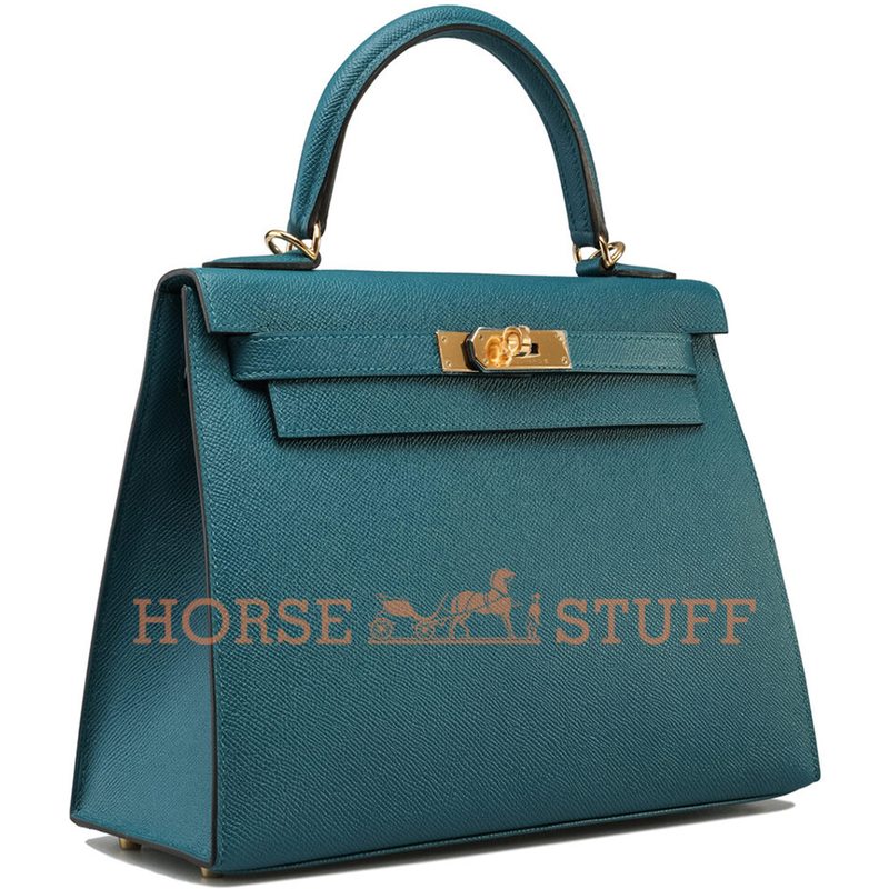 Hermès Kelly Sellier 25 Vert Bosphore Epsom GHW