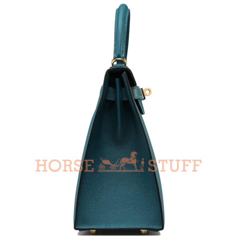 Hermès Kelly Sellier 25 Vert Bosphore Epsom GHW