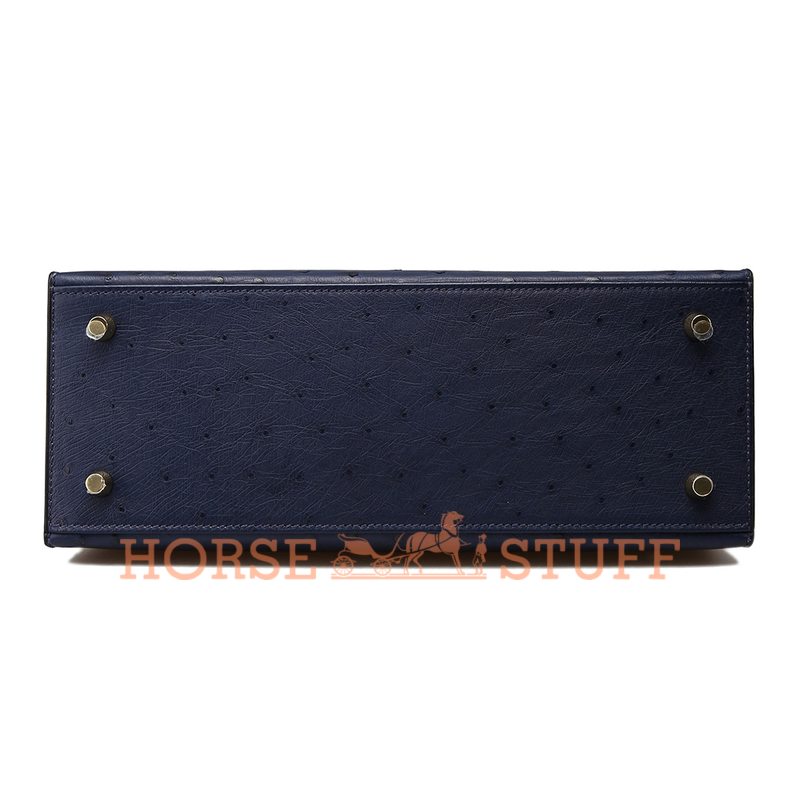 Hermès Kelly Sellier 25 Blue Iris Ostrich GHW