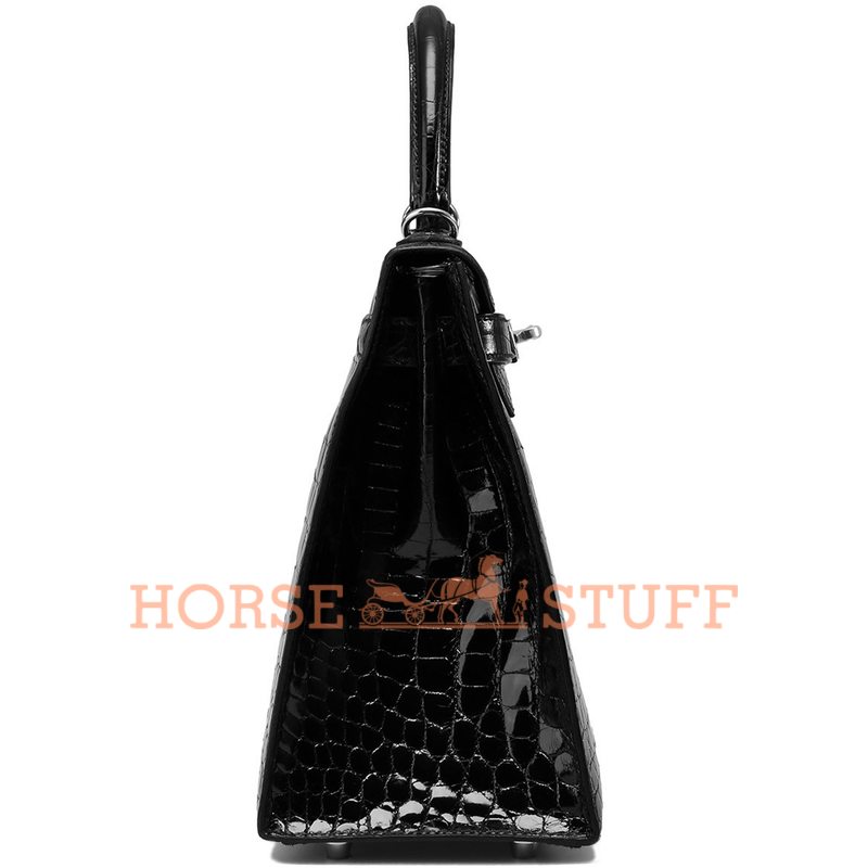 Hermès Kelly Sellier 28 Black Lisse Crocodile Niloticus GHW