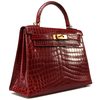 Hermès Kelly Sellier 28 Rouge Vif Lisse Crocodile Niloticus GHW