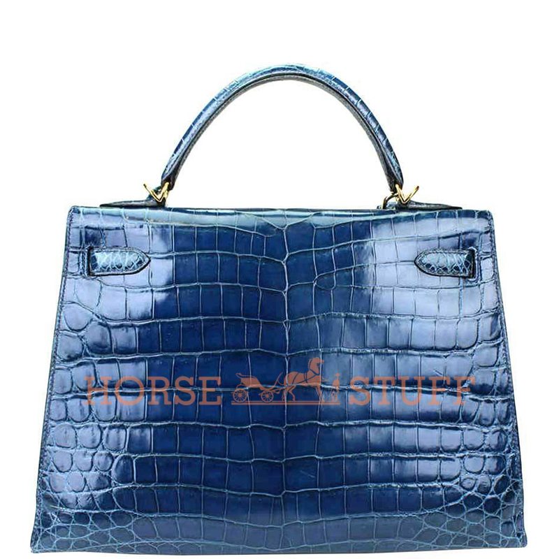 Hermès Kelly Sellier 32 Blue Roi Lisse Crocodile Niloticus GHW