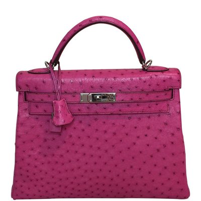 Hermès Kelly Retourne 32 Fuchsia Ostrich PHW