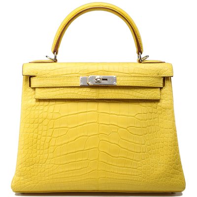 Hermès Kelly Retourne 28 Mimosa Matte Crocodile Alligator PHW