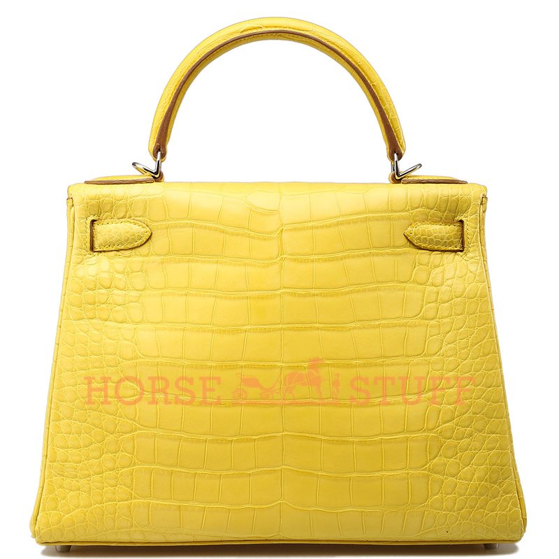 Hermès Kelly Retourne 28 Mimosa Matte Crocodile Alligator PHW