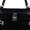 Hermès Kelly Sellier 25 Black Lisse Crocodile Alligator PHW