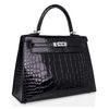 Hermès Kelly Sellier 25 Black Lisse Crocodile Alligator PHW