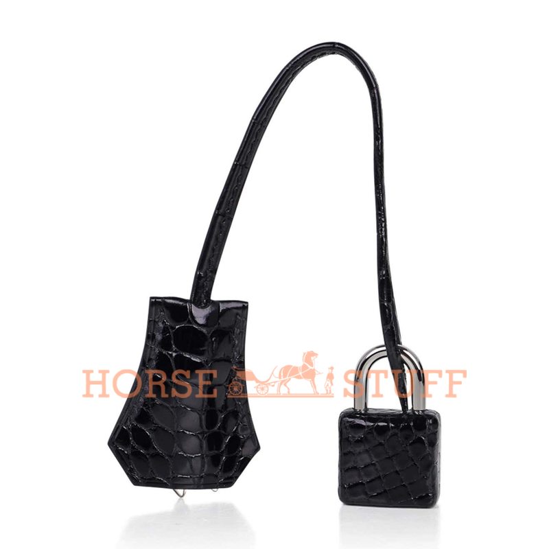 Hermès Kelly Sellier 25 Black Lisse Crocodile Alligator PHW