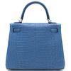 Hermès Kelly Retourne 25 Blue Zellige Matte Crocodile Alligator PHW