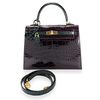 Hermès Kelly Sellier 25 Special Order HSS Amethyst / Vert Cypress Lisse Crocodile Alligator GHW