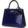 Hermès Kelly Sellier 25 Special Order HSS Blue Electrique / Blue Marine Lisse Crocodile Alligator GHW