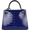 Hermès Kelly Sellier 25 Special Order HSS Blue Electrique / Blue Marine Lisse Crocodile Alligator GHW