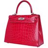 Hermès Kelly Sellier 25 Special Order HSS Verso Rose Extreme / Trench Lisse Crocodile Alligator PHW