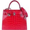Hermès Kelly Sellier 25 Special Order HSS Verso Rose Extreme / Trench Lisse Crocodile Alligator PHW