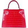 Hermès Kelly Sellier 25 Special Order HSS Verso Rose Extreme / Trench Lisse Crocodile Alligator PHW