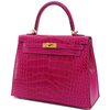 Hermès Kelly Sellier 25 Rose Pourpre Shiny Crocodile Alligator GHW