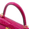 Hermès Kelly Sellier 25 Rose Pourpre Shiny Crocodile Alligator GHW